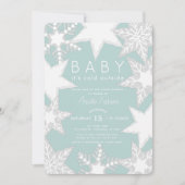 Frosted Snowflakes Blue Winter Baby shower Kaart (Voorkant)