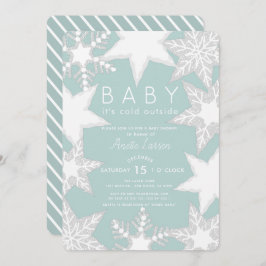 Frosted Snowflakes Blue Winter Baby shower Kaart