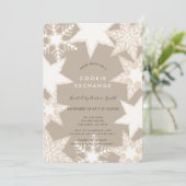 Frosted Snowflakes Brown Cookie Exchange Party Kaart (Staand voorkant)