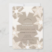 Frosted Snowflakes Brown Cookie Exchange Party Kaart (Voorkant)