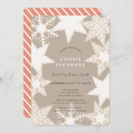 Frosted Snowflakes Brown Cookie Exchange Party Kaart