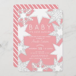 Frosted Snowflakes Roze Winter Baby shower Kaart