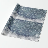 Frosted Snowflakes Winter Wonderland Holiday Cadeaupapier (Uitgerold)
