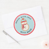 Frosted Snowman Cookie | Gebakken met Love Classic Ronde Sticker (Envelop)