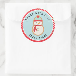 Frosted Snowman Cookie Uitgebreid met liefde Kla Ronde Sticker