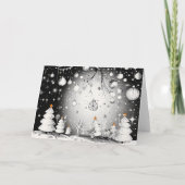 Frosted Snowman familie Feestdagen Kaart (Achterkant)