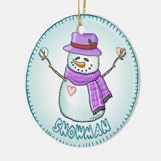 Frosted Snowman Keramisch Ornament (Links)