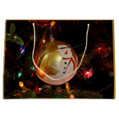 Frosted Snowman kerstornament Gift Bag Groot Cadeauzakje (Voorkant)