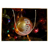 Frosted Snowman kerstornament Gift Bag Groot Cadeauzakje (Achterkant)