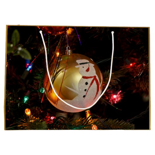 Frosted Snowman kerstornament Gift Bag Groot Cadeauzakje (Achterkant)