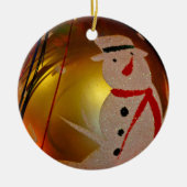 Frosted Snowman-kerstversiering Keramisch Ornament (Voorkant)
