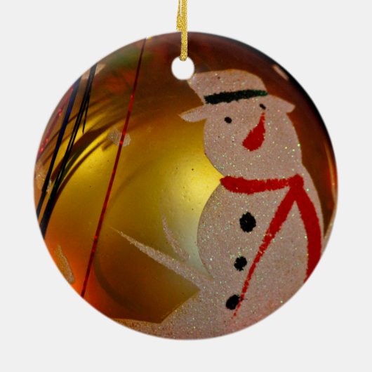 Frosted Snowman-kerstversiering Keramisch Ornament (Achterkant)