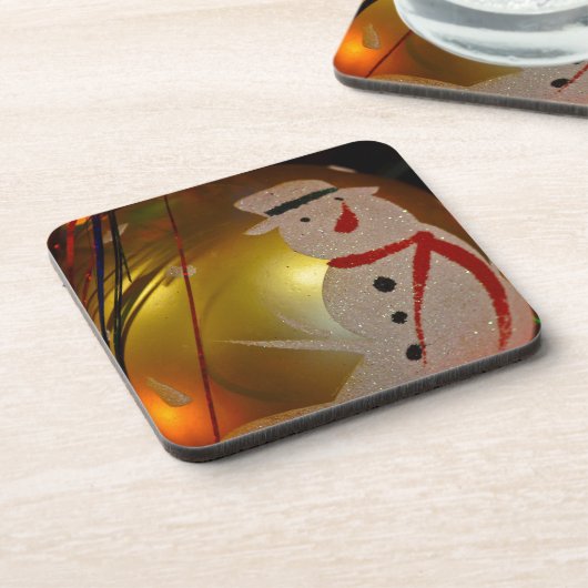 Frosted Snowman Ornament Bier Onderzetter (Linkerzijde)