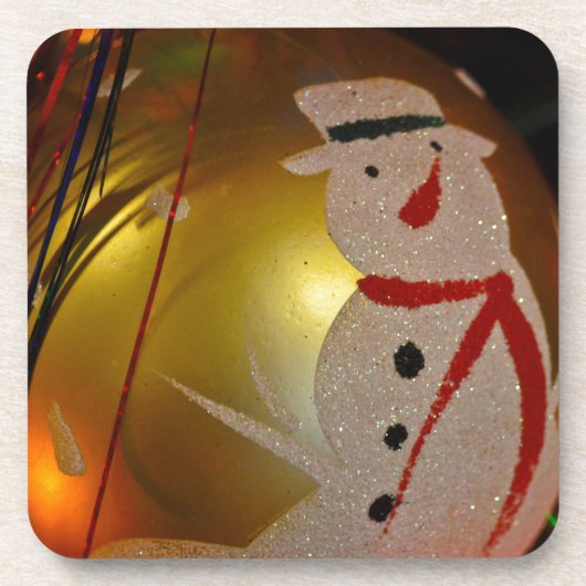Frosted Snowman Ornament Bier Onderzetter (Voorkant)