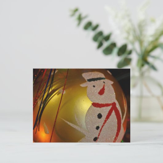 Frosted Snowman Ornament Briefkaart (Staand voorkant)