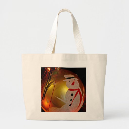 Frosted Snowman Ornament Grote Tote Bag (Voorkant)