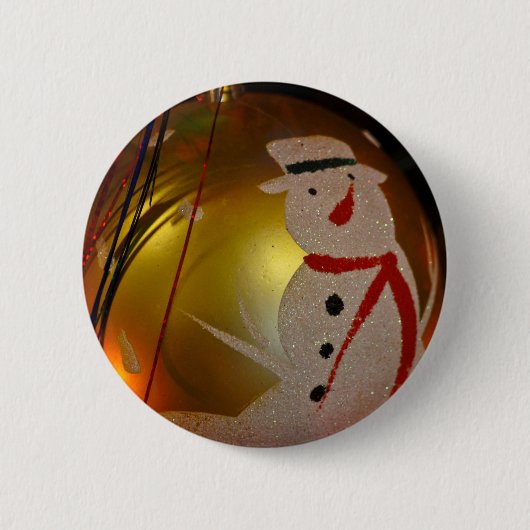 Frosted Snowman Ornament Ronde Button 5,7 Cm (Voorkant)