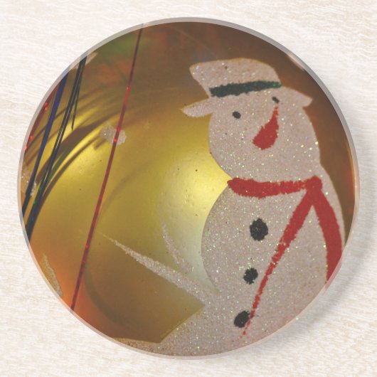 Frosted Snowman Ornament Zandsteen Onderzetter (Voorkant)