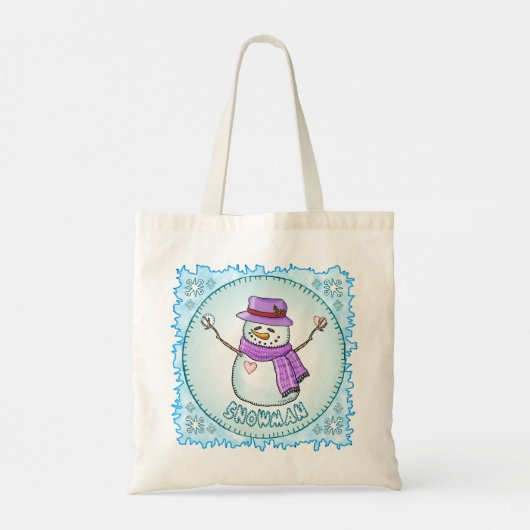Frosted Snowman Tote Bag (Achterkant)
