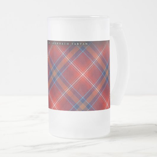 Frosted Stein - Red Lichtie Tartan -  Matglas Bierpul (Voorkant rechts)