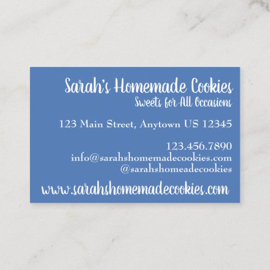 Frosted Sugar Cookies Blue Winter Snowflake Visitekaartje (Achterkant)