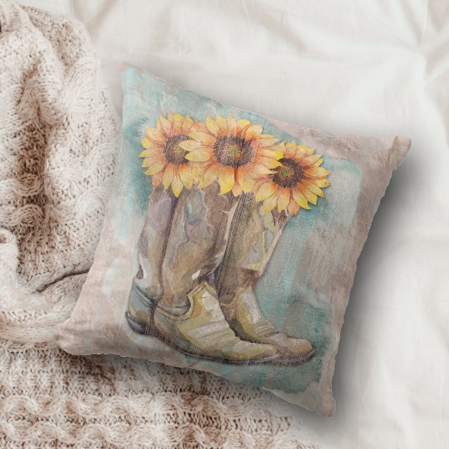Frosted Sunflower Cowboy Boots Kussen (Creator heeft geüpload)