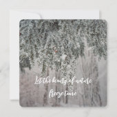 Frosted takken en een met sneeuw bedekt bos feestdagenkaart (Voorkant)