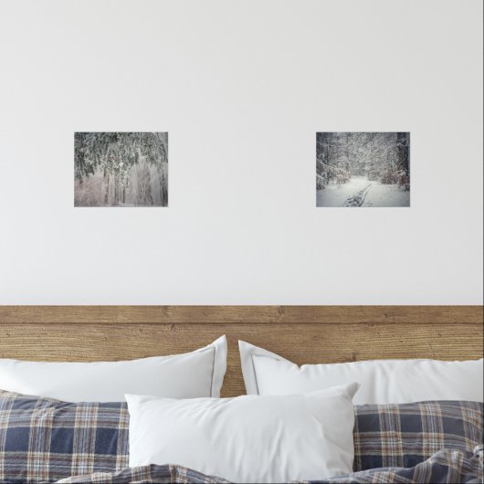 Frosted takken en een met sneeuw bedekt bos muurkunst sets (Slaapkamer)