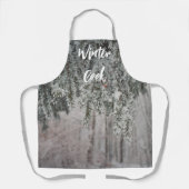 Frosted takken en een met sneeuw bedekt bos schort (Voorkant)