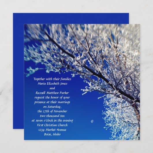 Frosted Tree met Moon Wedding Invitting Kaart (Voorkant / Achterkant)