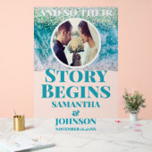 Frosted verhaal begint Beach Wedding Welkom Acryl Bord (Huwelijk)