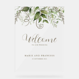 Frosted Wedding Welkom Tropisch groen Acryl Bord