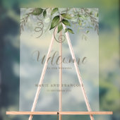Frosted Wedding Welkom Tropisch groen Acryl Bord (Neutraal)