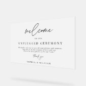 Frosted Welkom op onze unplugged ceremonie bruilof Acryl Bord (Hoek)