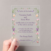 Frosted Wildflower Acryl bruiloft uitnodiging (Insitu (Draagbaar))