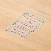 Frosted Wildflower Acryl bruiloft uitnodiging (Laagn)