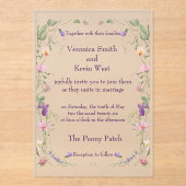 Frosted Wildflower Acryl bruiloft uitnodiging (Voorkant)