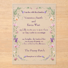 Frosted Wildflower Acryl bruiloft uitnodiging