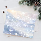 Frosted Window | Mooie sneeuwrijke winterscène Feestdagenkaart