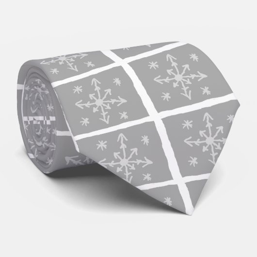 Frosted Windowpanes Stropdas (grijs en wit) (Opgerold)