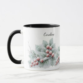 Frosted Winter Berry and Spruce Botanical Holiday  Mok