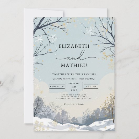 Frosted Winter Branch Wedding Kaart (Voorkant)