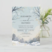 Frosted Winter Branch Wedding Kaart (Staand voorkant)