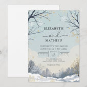 Frosted Winter Branch Wedding Kaart (Voorkant / Achterkant)