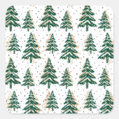 Frosted Winter Kerstbomen Vierkante Sticker (Voorkant)
