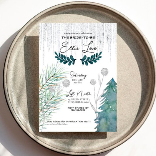 Frosted Winter - Silver - Bridal Shower Invitation Kaart