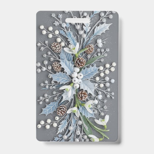 Frosted Winter Snowdrop Floral Arrangement Badge (Voorzijde)