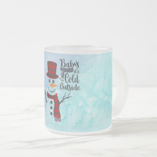 Frosted Winter Snowman Black Script Mok (Voorkant rechts)