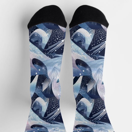 Frosted Winter Sokken in blauw en wit Abstract (Top)