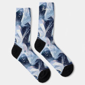 Frosted Winter Sokken in blauw en wit Abstract (Rechts)